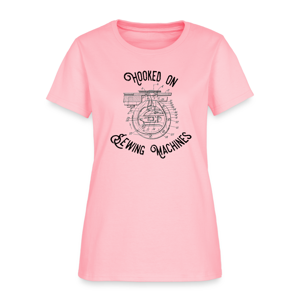 Women's Hooked on Sewing Machines T-Shirt - pink
