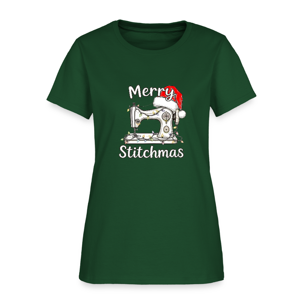 Women's Merry Stitchmas T-Shirt - forest green