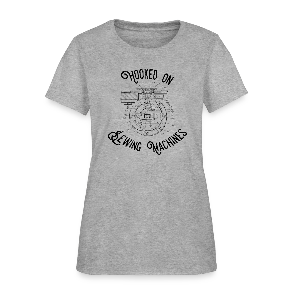 Women's Hooked on Sewing Machines T-Shirt - heather gray