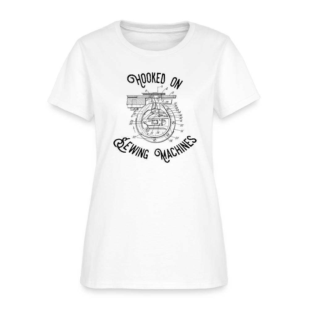 Women's Hooked on Sewing Machines T-Shirt - white