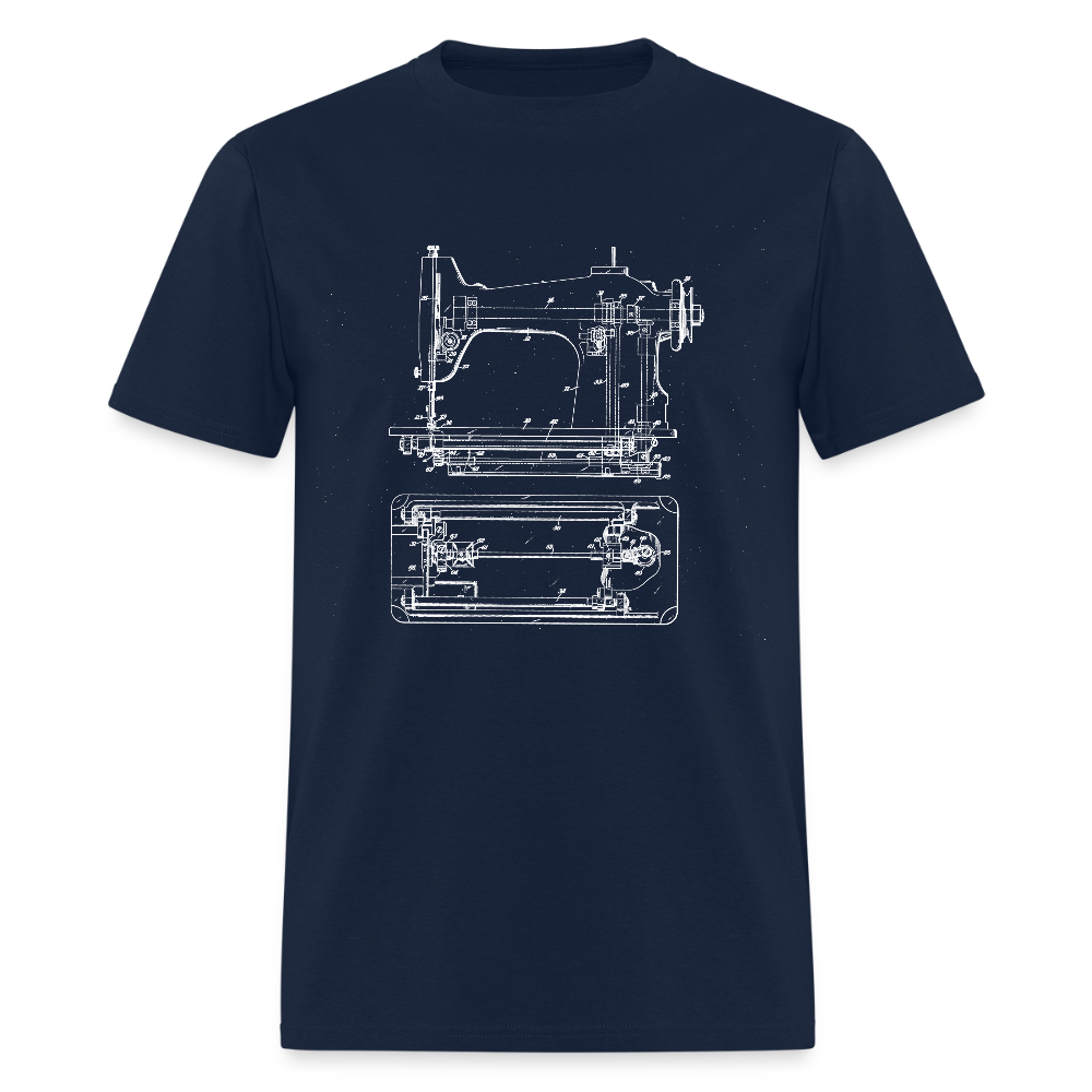 Men's Sewing Machine Blueprint T-Shirt - navy