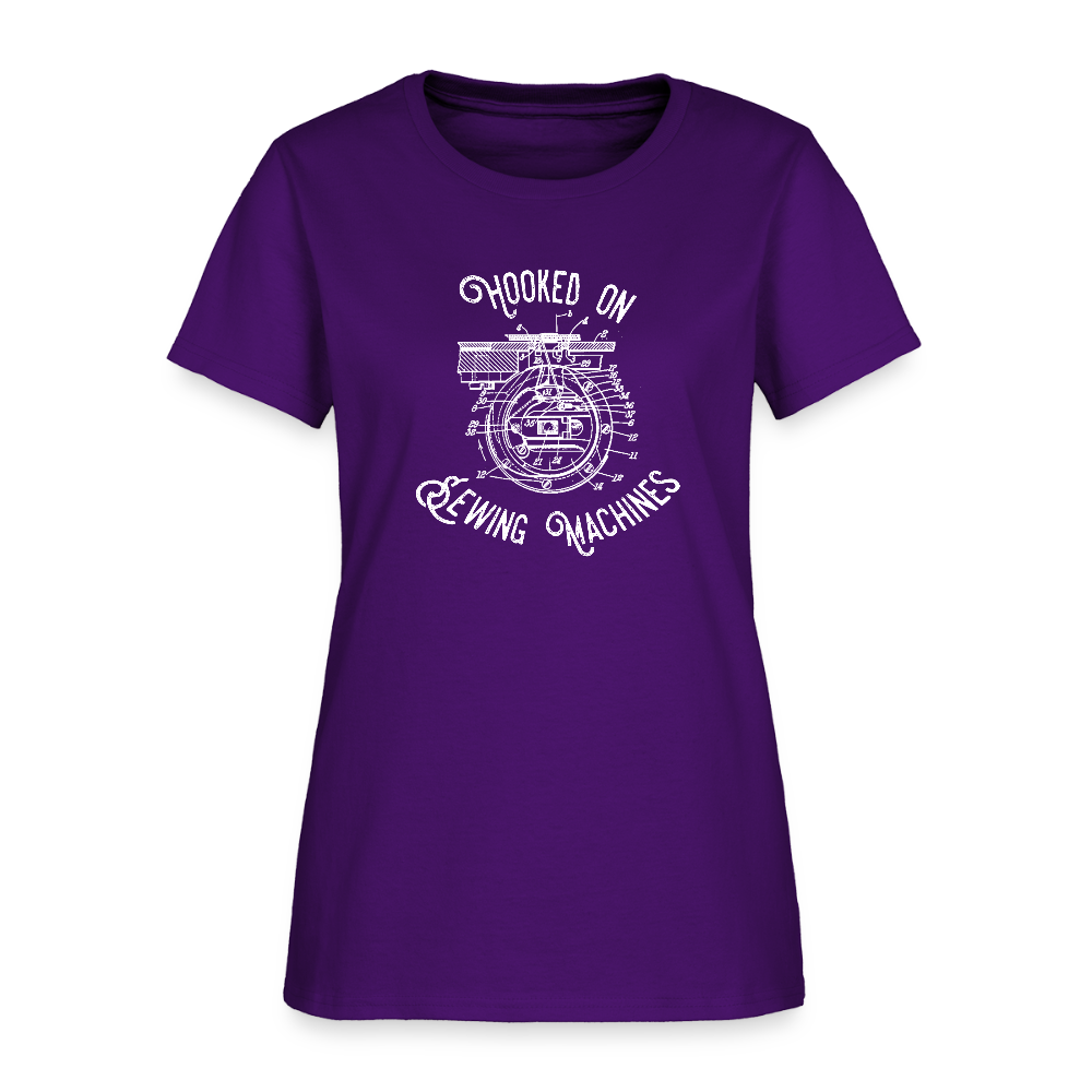 Women's Hooked on Fixing Sewing Machines T-Shirt - purple