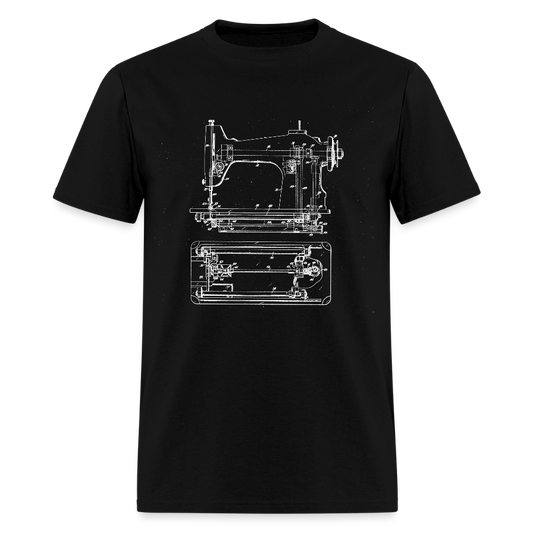Men's Sewing Machine Blueprint T-Shirt - black
