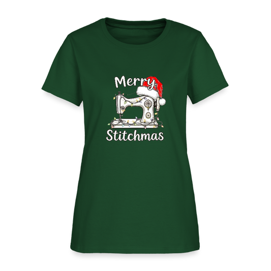Women's Merry Stitchmas T-Shirt - forest green