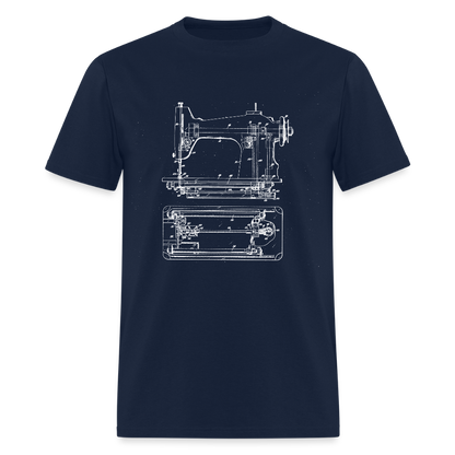 Men's Sewing Machine Blueprint T-Shirt - navy