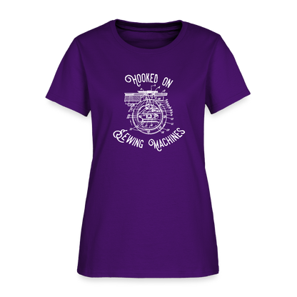 Women's Hooked on Fixing Sewing Machines T-Shirt - purple