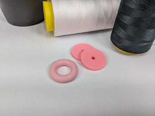 Pink! Bobbin Winder Tire With Pink! Felt Pads (1 Set) Rubber tire for Singer Kenmore and most vintage sewing machines