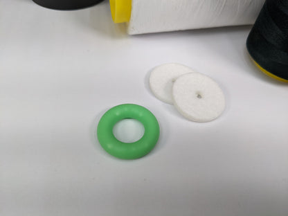 Mint Green Bobbin Winder Tire With Felt Pads (1 Set) Rubber tire for Singer Kenmore and most vintage sewing machines