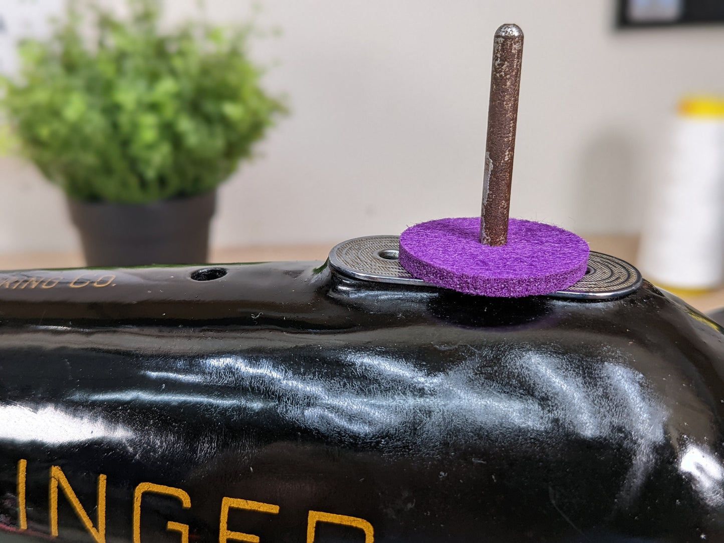 Purple Bobbin Winder Tire With Purple Felt Pads (3 Sets) Rubber tire for Singer Kenmore and most vintage sewing machines