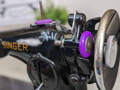 Purple Bobbin Winder Tire With Purple Felt Pads (1 Set) Rubber tire for Singer Kenmore and most vintage sewing machines